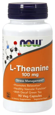 NOW Supplements L-Theanine 100 mg - 90 Veg Capsules