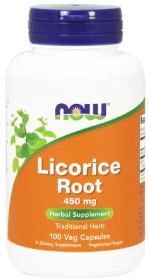 NOW Supplements Licorice Root 450 mg - 100 Veg Capsules
