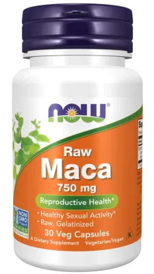 NOW Supplements Maca 750 mg Raw - 30 Veg Capsules