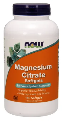 NOW Supplements Magnesium Citrate - 180 Softgels