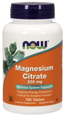 NOW Supplements Magnesium Citrate 200 mg - 100 Tablets