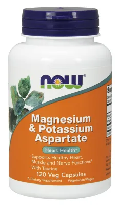 NOW Supplements Magnesium & Potassium Aspartate - 120 Veg Capsules