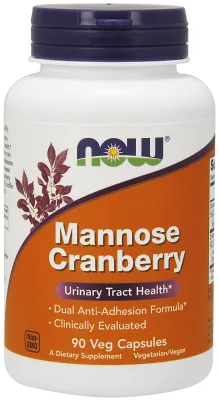 NOW Supplements Mannose Cranberry - 90 Veg Capsules