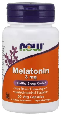 NOW Supplements Melatonin 3 mg - 60 Veg Capsules
