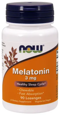 NOW Supplements Melatonin 3 mg Chewable - 90 Lozenges