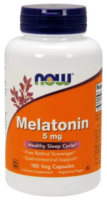 NOW Supplements Melatonin 5 mg - 180 Veg Capsules