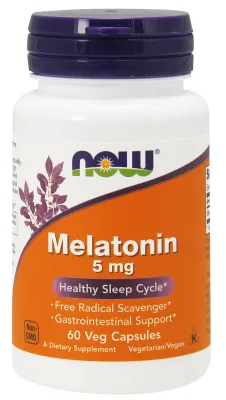 NOW Supplements Melatonin 5 mg - 60 Veg Capsules