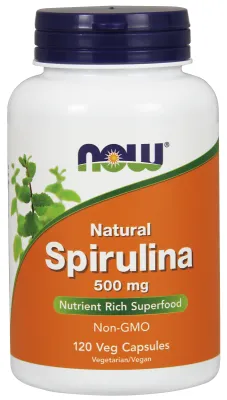 NOW Supplements Natural Spirulina 500 mg - 120 Veg Capsules
