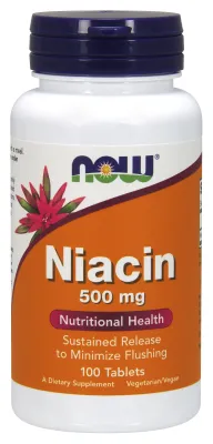 NOW Supplements Niacin 500 mg - 100 Tablets
