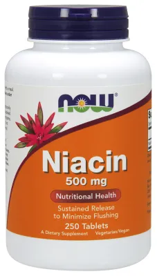 NOW Supplements Niacin 500 mg - 250 Tablets