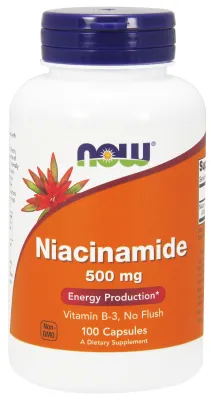 NOW Supplements Niacinamide (B-3) 500 mg - 100 Veg Capsules