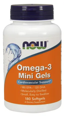 NOW Supplements Omega-3 Mini Gels - 180 Softgels