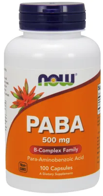NOW Supplements PABA 500 mg - 100 Capsules