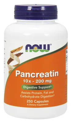 NOW Supplements Pancreatin 2000 - 250 Capsules