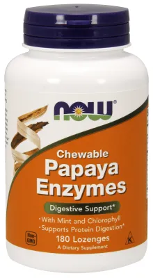 NOW Supplements Papaya Enzyme - 180 Lozenges