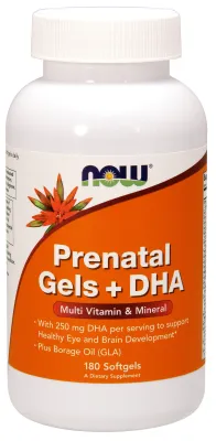 NOW Supplements Prenatal Gels + DHA - 180 Softgels