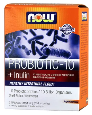 NOW Supplements Probiotic-10 + Inulin - 24 Packets
