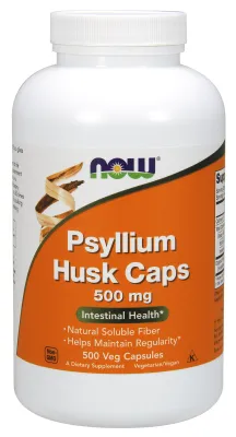 NOW Supplements Psyllium Husk 500 mg - 500 Veg Capsules