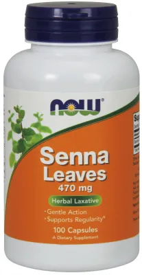NOW Supplements Senna Leaves 470 mg - 100 Veg Capsules