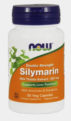 NOW Supplements Silymarin, Double Strength 300 mg - 50 Veg Capsules