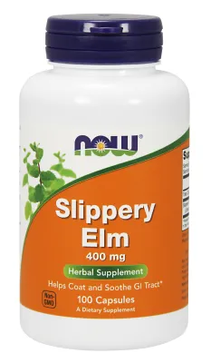 NOW Supplements Slippery Elm 400 mg - 100 Veg Capsules