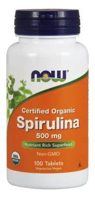 NOW Supplements Spirulina 500 mg, Organic - 100 Tablets