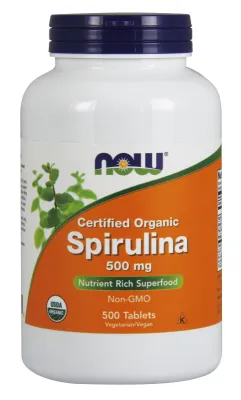 NOW Supplements Spirulina 500 mg, Organic - 500 Tablets