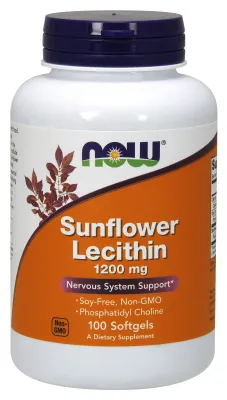 NOW Supplements Sunflower Lecithin 1200 mg Soy-Free, Non-GMO - 100 Softgels