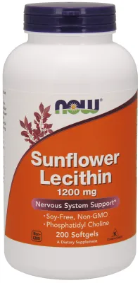 NOW Supplements Sunflower Lecithin 1200 mg Soy-Free, Non-GMO - 200 Softgels