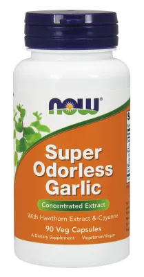 NOW Supplements Super Odorless Garlic - 90 Veg Capsules