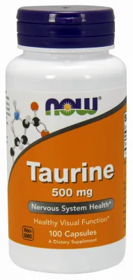 NOW Supplements Taurine 500 mg - 100 Veg Capsules