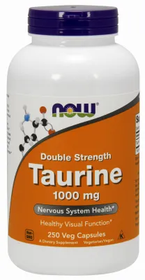 NOW Supplements Taurine, Double Strength 1000 mg - 250 Veg Capsules