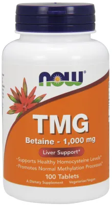 NOW Supplements TMG (Trimethylglycine) 1,000 mg - 100 Tablets
