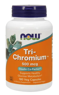NOW Supplements Tri-Chromium 500 mcg with Cinnamon - 180 Veg Capsules