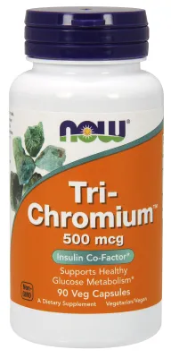 NOW Supplements Tri-Chromium 500 mcg with Cinnamon - 90 Veg Capsules