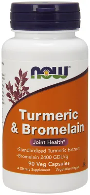 NOW Supplements Turmeric & Bromelain - 90 Veg Capsules