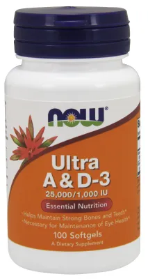 NOW Supplements Ultra A & D-3 25,000/1,000 - 100 Softgels