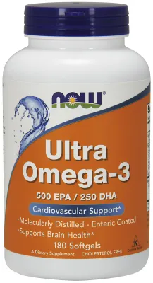 NOW Supplements Ultra Omega-3 (Bovine Gelatin) - 180 Softgels