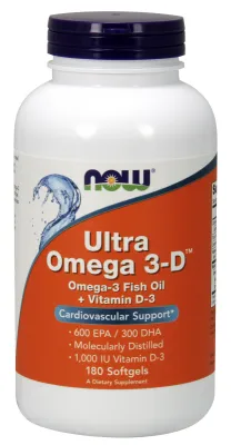 NOW Supplements Ultra Omega 3-D (Fish Gelatin) - 180 Fish Softgels