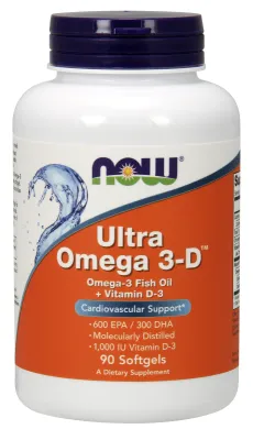NOW Supplements Ultra Omega 3-D (Fish Gelatin) - 90 Fish Softgels
