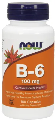 NOW Supplements Vitamin B-6 100 mg - 100 Veg Capsules