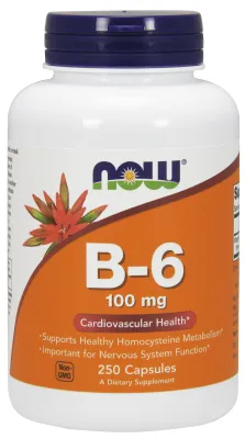 NOW Supplements Vitamin B-6 100 mg - 250 Veg Capsules