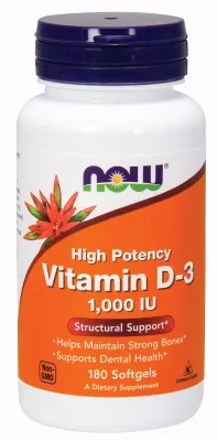 NOW Supplements Vitamin D-3 1000 IU - 180 Softgels