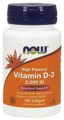 NOW Supplements Vitamin D-3 2000 IU - 120 Softgels