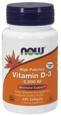 NOW Supplements Vitamin D-3 2000 IU - 240 Softgels