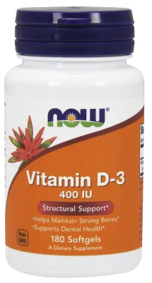 NOW Supplements Vitamin D-3 400 IU - 180 Softgels
