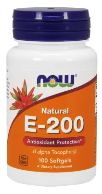 NOW Supplements Vitamin E-200 D-Alpha Tocopheryl - 100 Softgels
