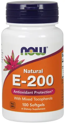 NOW Supplements Vitamin E-200 With Mixed Tocopherols - 100 Softgels