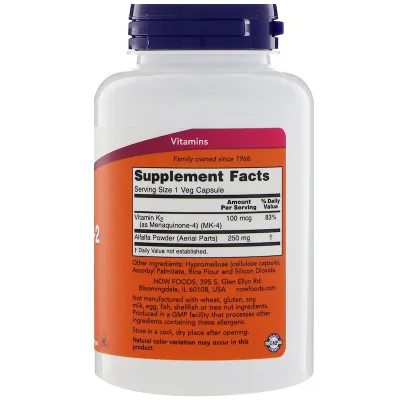NOW Supplements Vitamin K-2 100 mcg - 250 Veg Capsules