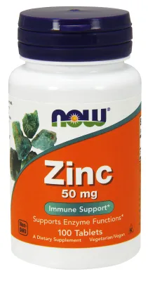 NOW Supplements Zinc 50 mg - 100 Tablets